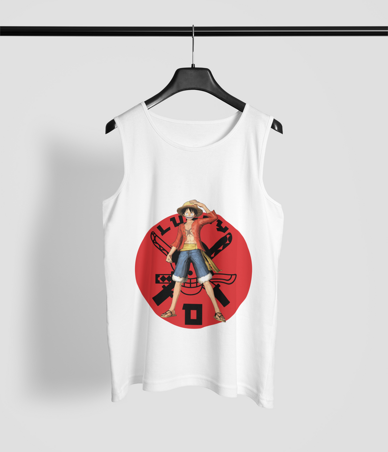 בגדים - גופיה לופי בעיגול אדום - One Piece \ וואן פיס