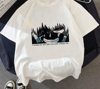 בגדים - חולצה קאנקי "אני רוצה להיות נחמד" - Tokyo Ghoul \ שדי טוקיו
