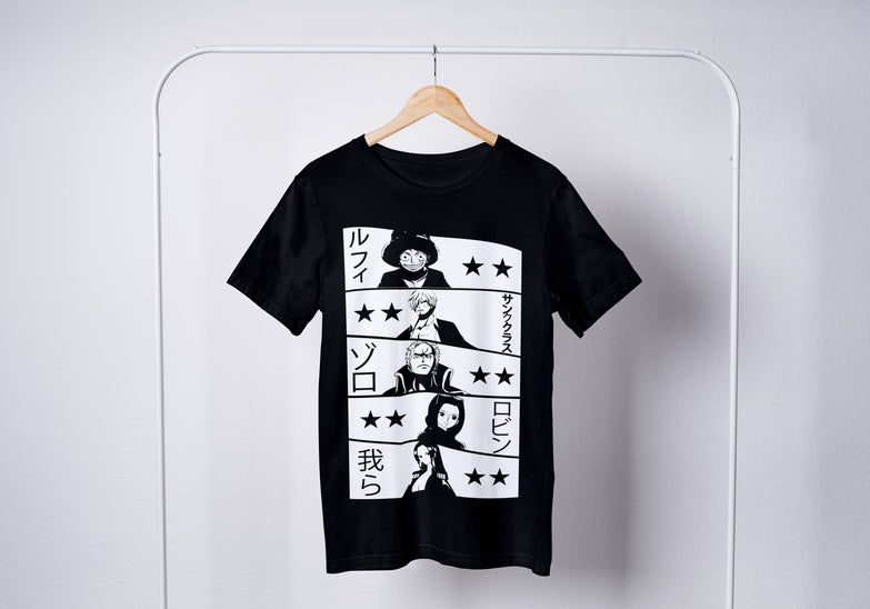 בגדים - חולצה כובעי הקש שחורה - One Piece \ וואן פיס