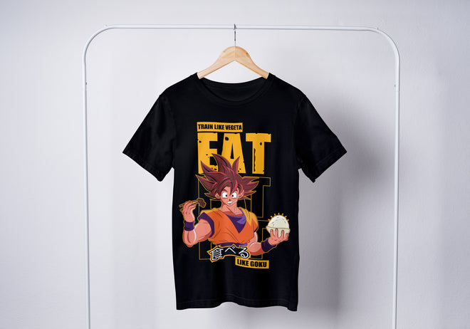 בגדים - חולצה להתאמן כמו וג'יטה לאכול כמו גוקו - Dragon Ball \ דרגון בול